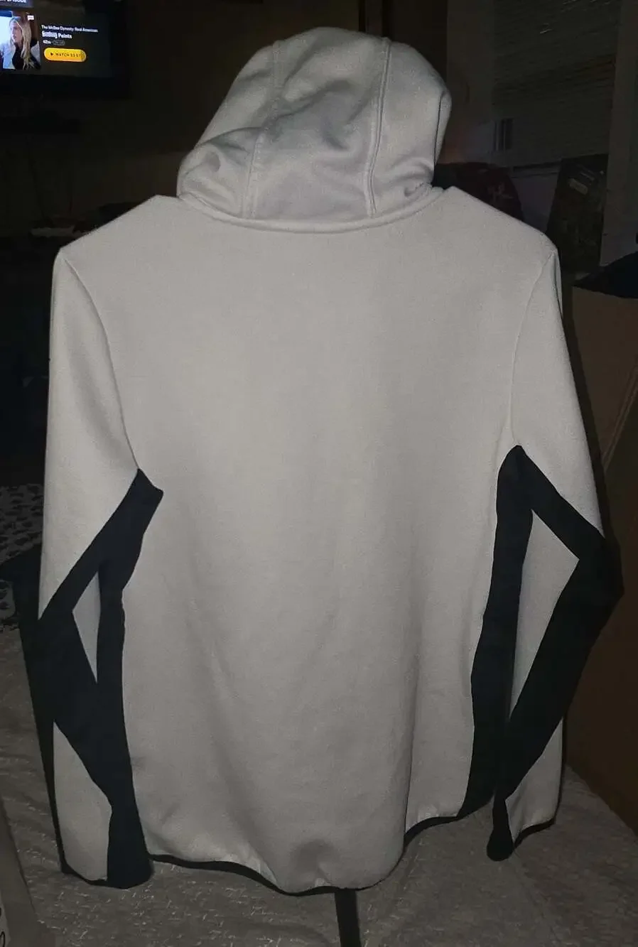 Nike Therma-Fit Tech Pullover Cowl Neck Embossed Logo Hoodie White Black Women's